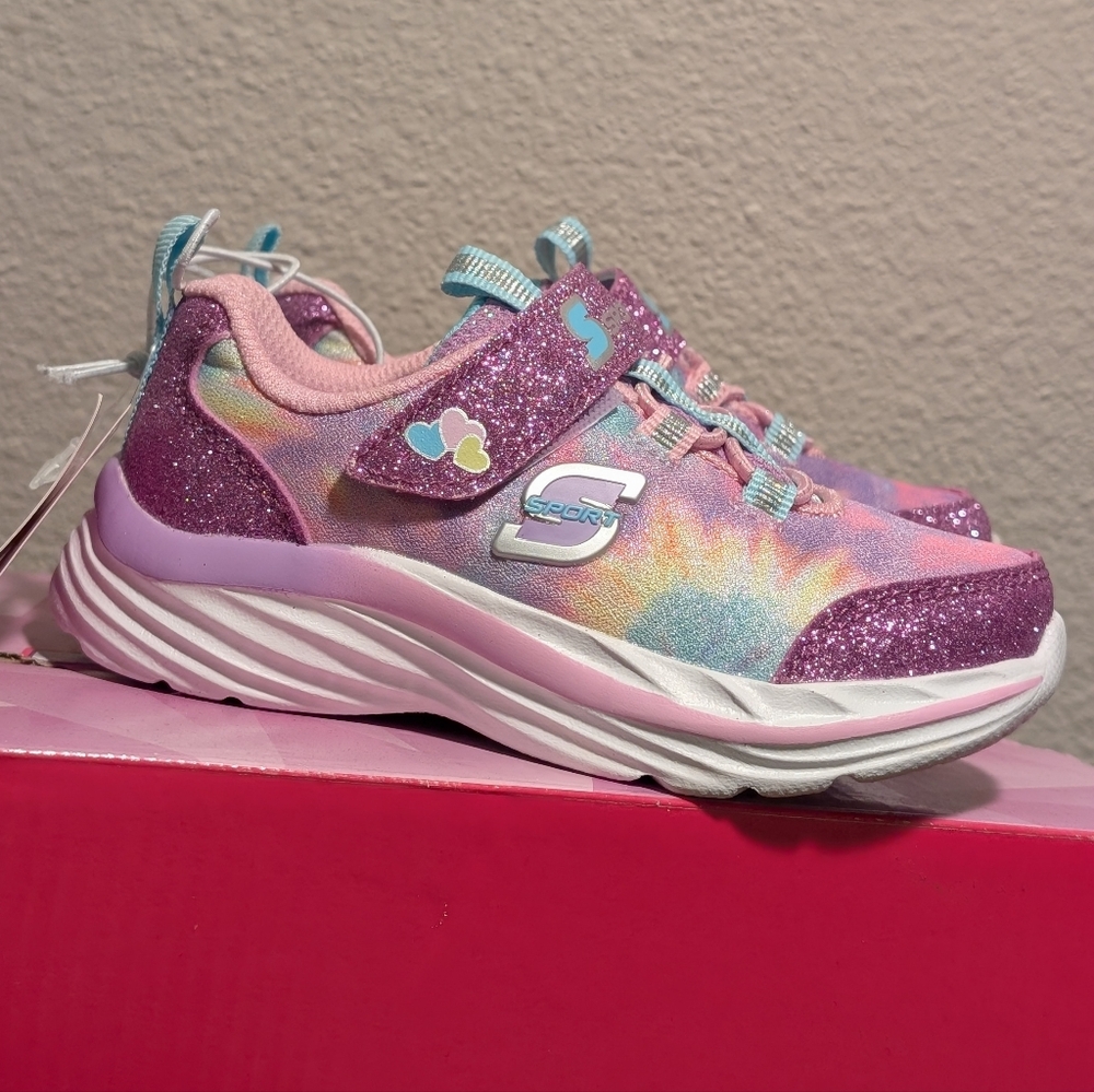 Skechers Kids' Glittery Rainbow Sneakers - Pink and Purple Toddler Girl 7